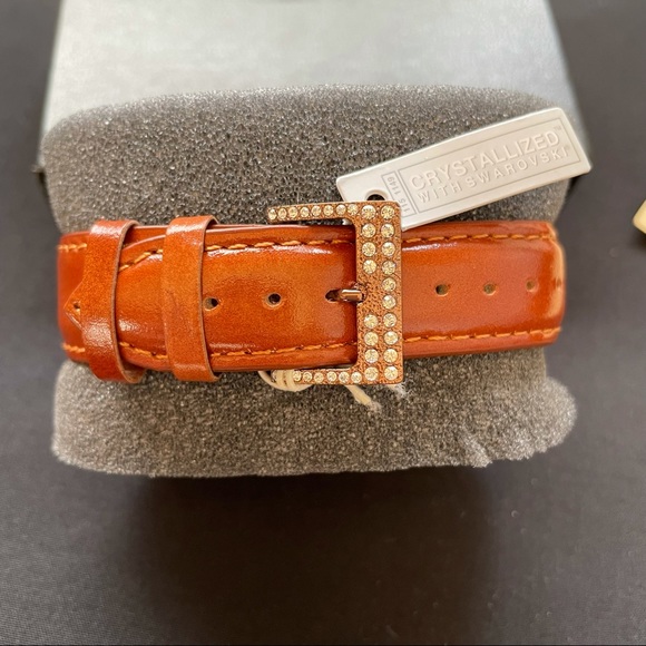 Brown Leather Watch W/ Two Mother of Pearl Dial Crystal Watch main image 7